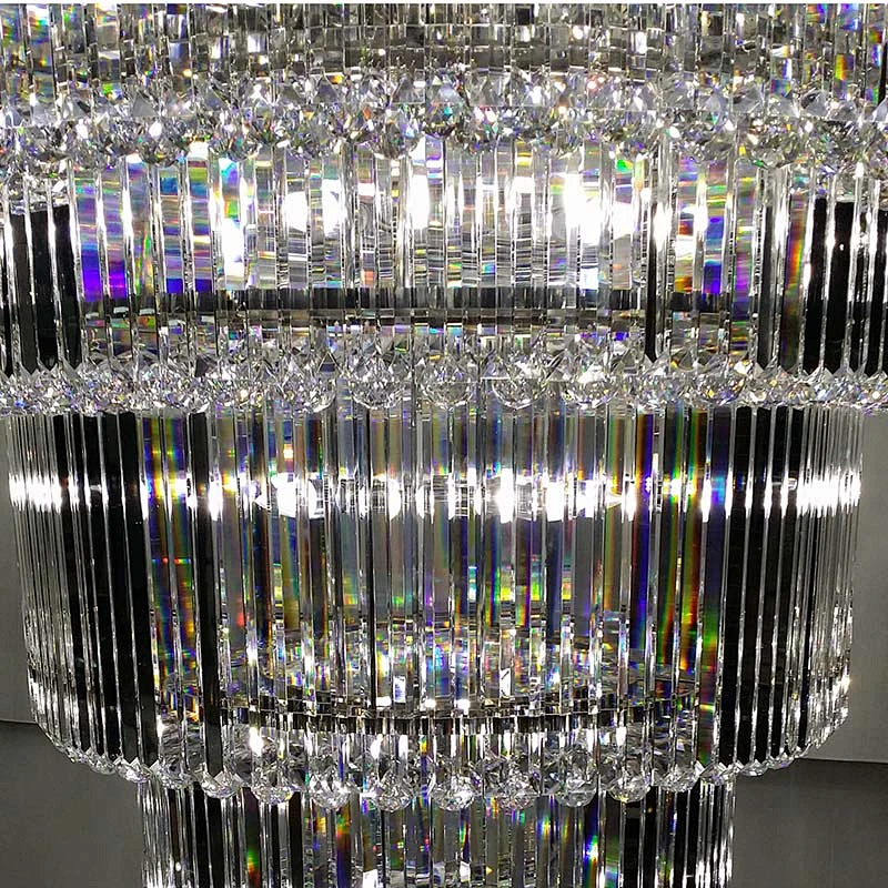 European Luxury Cone Shape Crystal Hotel Lobby Chandeliers Pendant Lights