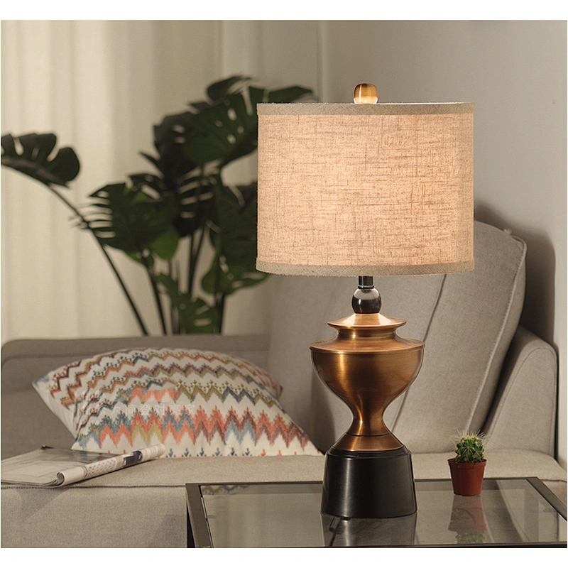 American Custom Design Iron Bronze Table Lamp Vintage Hotel Desk Tables Lighting