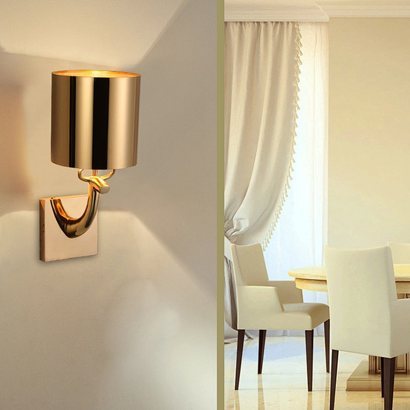 Modern indoor gold plated wall light stainless steel bedside wall lamp for room