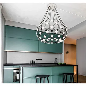 Modern White And Black Net Pendant Light Acrylic White Oval Led Pendant Lighting