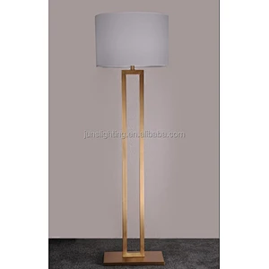 Royal modern fabric floor lamp in polish brass