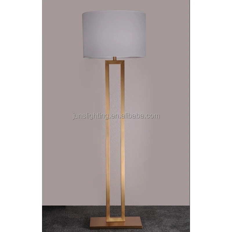 Royal modern fabric floor lamp in polish brass