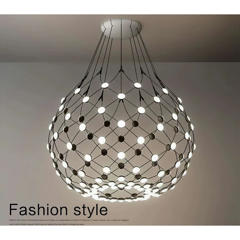 Modern White And Black Net Pendant Light Acrylic White Oval Led Pendant Lighting