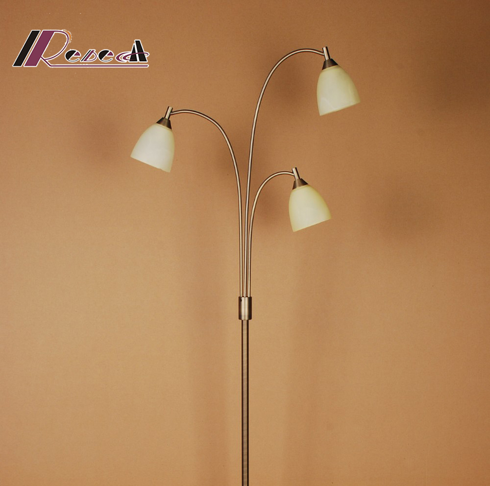Height Adjustable 3 Arm Opal Glass Floor Lamp Flexible Arm Unique Glass Floor Lamps