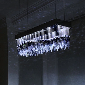 Custom Modern Hotel Rectangular Chandeliers Crystal Contemporary Lighting and Circuitry Design,agi32 Layout Energy Saving 3-year