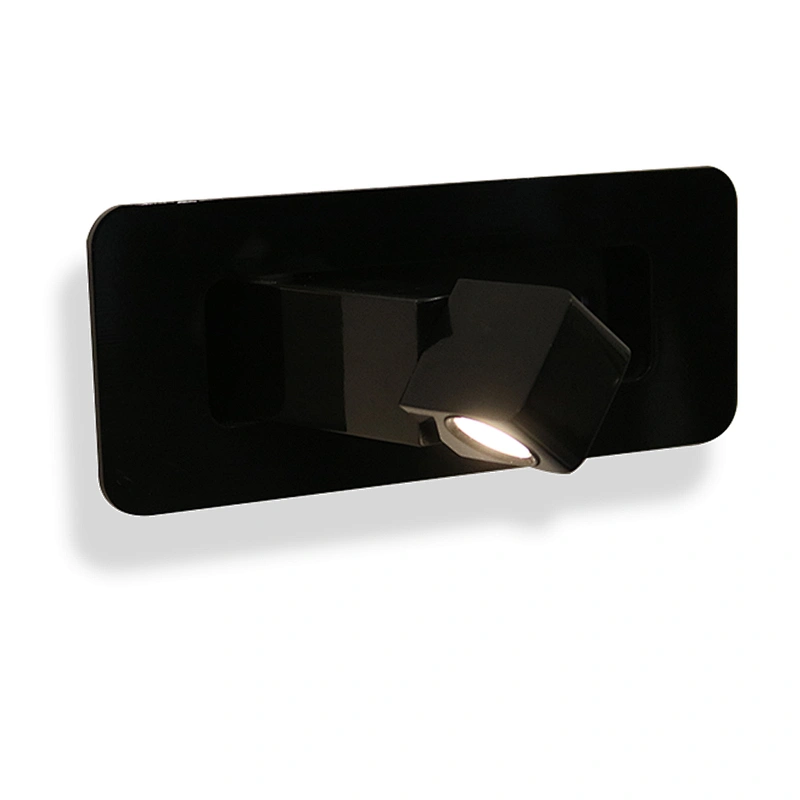 Hot sale rectangular 360 degree rotatable contemporary headboard reading wall lamp for hotel guestrooms
