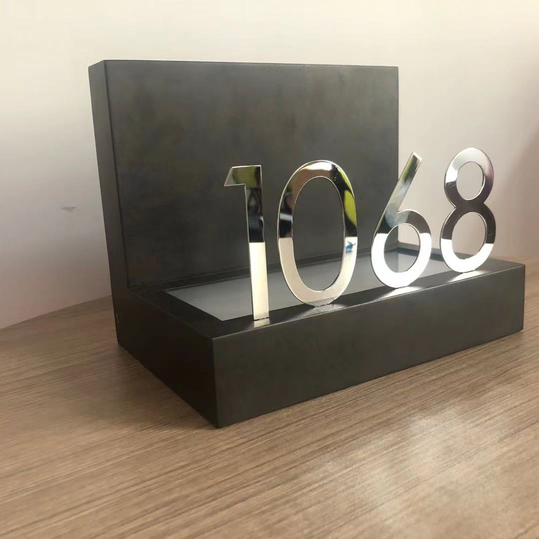 8W custom hotel door number wall light simple silver square stainless steel LED wall light
