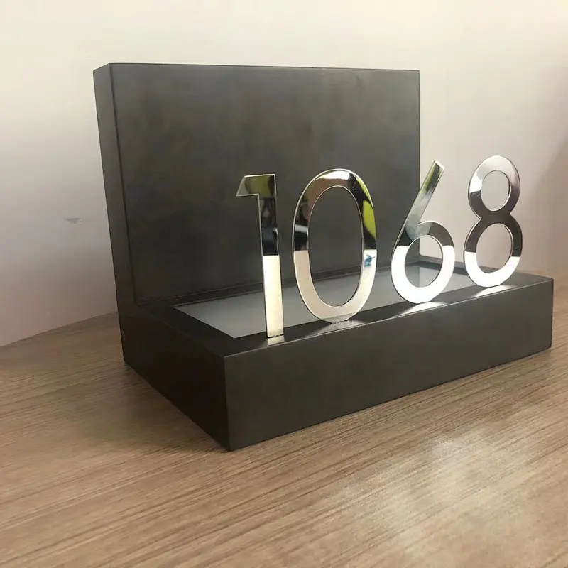 8W custom hotel door number wall light simple silver square stainless steel LED wall light