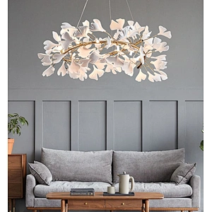 Simple white copper ceramic leaf dining room chandeliers, Nordic designer, iron ceramic chandeliers&pendant lights