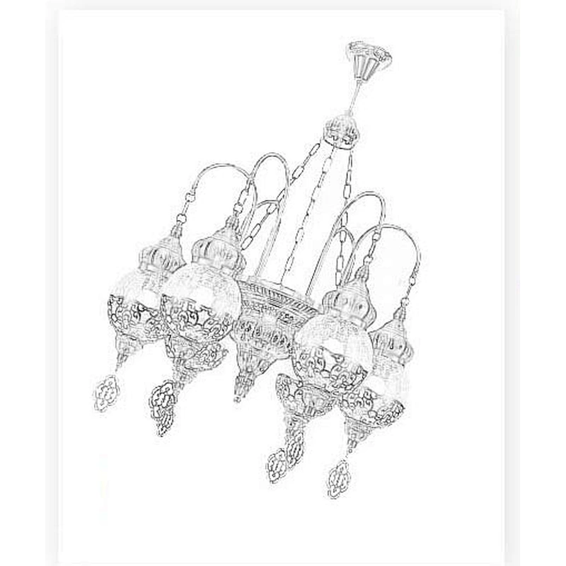 Featured glass lampshade hotel chandelier handmade iron hollow chandelier Morocco style chandeliers&pendant lights