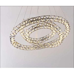 Modern Home  Ring Spark Stainless Steel Chandeliers Led Shop Ambience Decor Silver Lights Free Combination