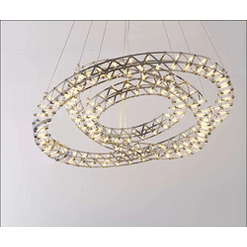 Modern Home  Ring Spark Stainless Steel Chandeliers Led Shop Ambience Decor Silver Lights Free Combination