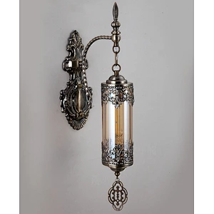 15W E27 single-headed ice-cracked glass lampshade, iron wall lamp, double-headed handmade hotel ambience wall lamp