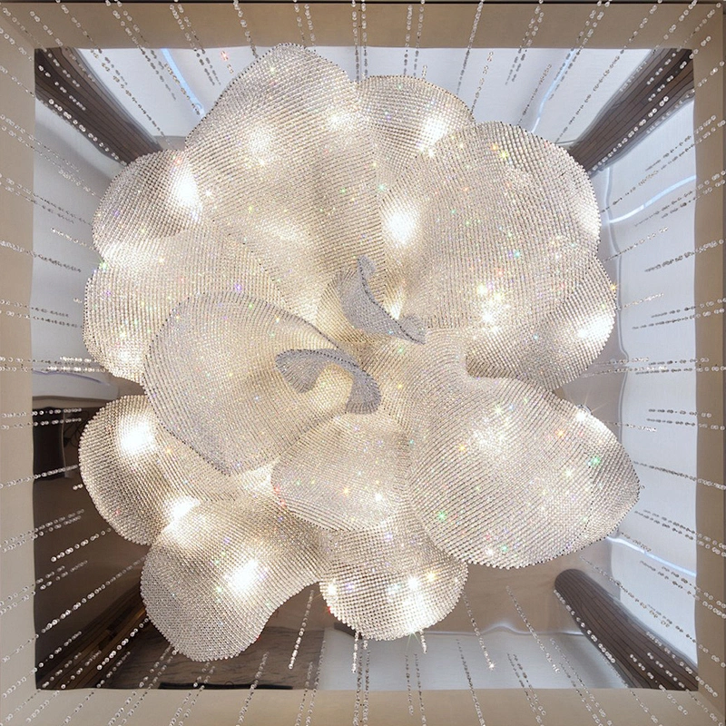 Custom design decoration project hotel large  lobby luxury big crystal chandelier