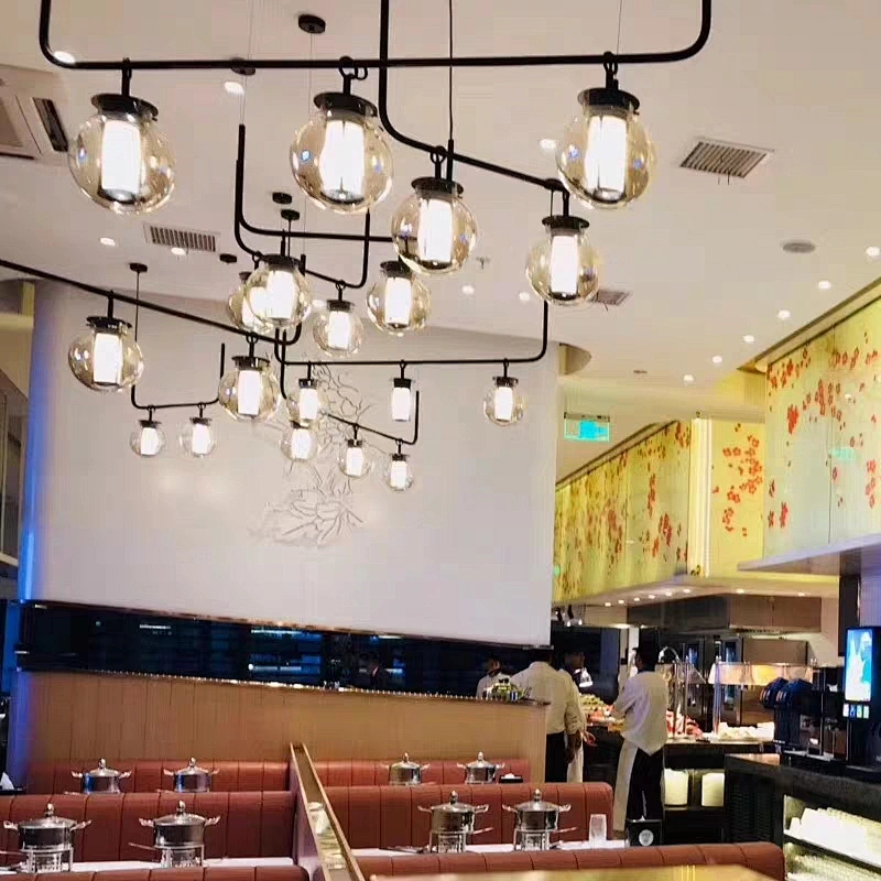 Modern Hotel Cafe Billiard Room Decorated  Led Lamp Round Glass Pendant Light Chandelier Lighting