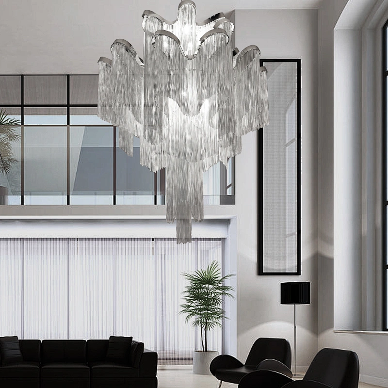 Modern Luxury Chandeliers Chain Led Ceiling Pendant Lights Creative Tassel Iron Contemporary Hotel,living Room 80 85-265V 2-year