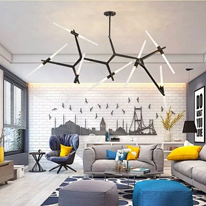 Home Decor Lighting Adjustable LED Pendant Lamp Chandelier Nordic Style Glass Tube Luxury Hanging Decorative Modern European 360