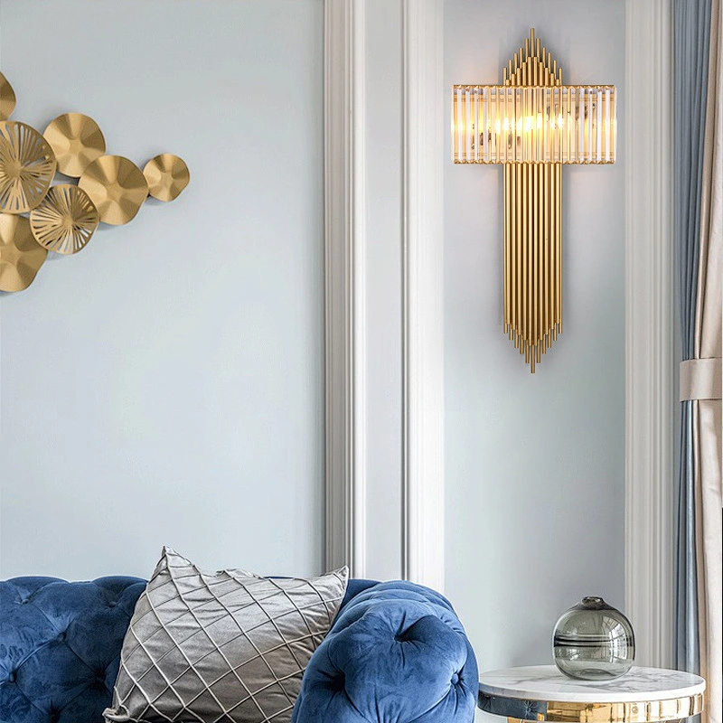 Modern Nordic garden corridor glass crystal luxury bedside wall lamp
