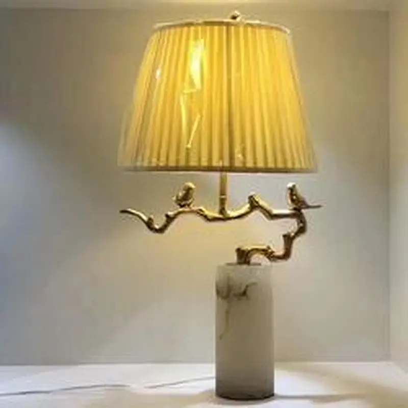 Creative Hotel Bedroom Solidl Brass Marble Bird Nightstand Table Lamp Modern Desk Lamps