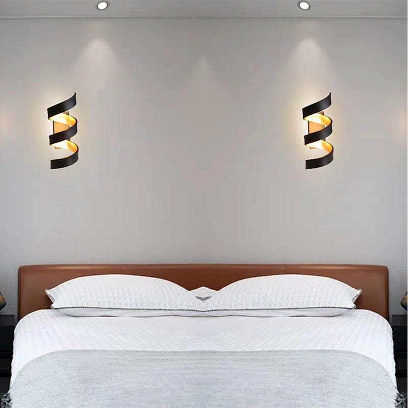 Modern Nordic Design Spiral Aluminum Black With Gold Led Pendant Lamps