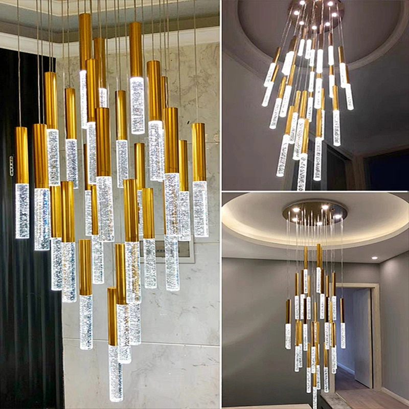 Modern Pendant Light Hotel Corridor Staircase Living Room Decoration Crystal Chandelier