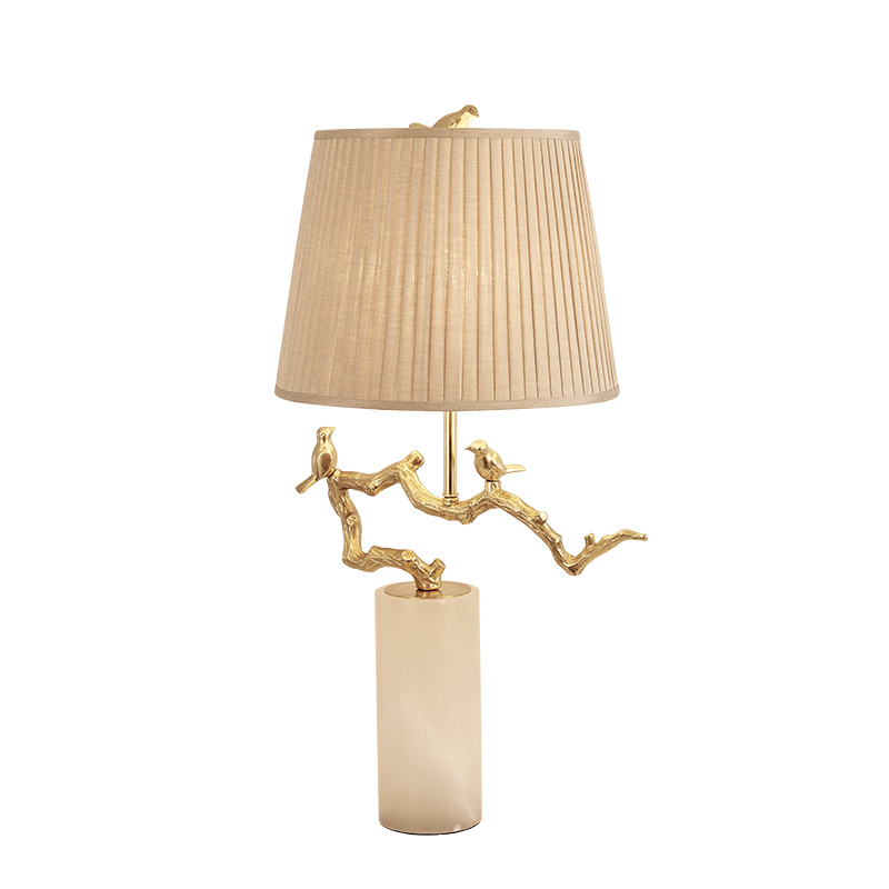 Creative Hotel Bedroom Solidl Brass Marble Bird Nightstand Table Lamp Modern Desk Lamps