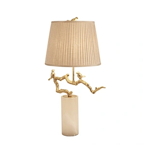 Creative Hotel Bedroom Solidl Brass Marble Bird Nightstand Table Lamp Modern Desk Lamps