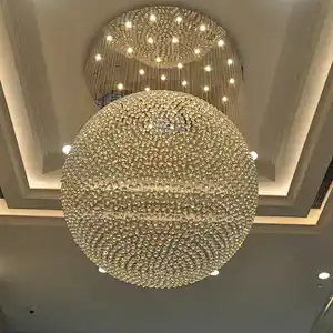 Large Hotel Lobby Chandelier K9 Spherical High-Quality Crystal Chandelier Hotel Engineering Custom Chandeliers&Pendant Lights