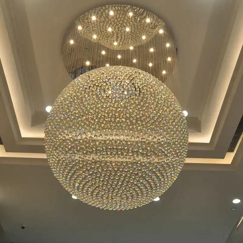 Large Hotel Lobby Chandelier K9 Spherical High-Quality Crystal Chandelier Hotel Engineering Custom Chandeliers&Pendant Lights
