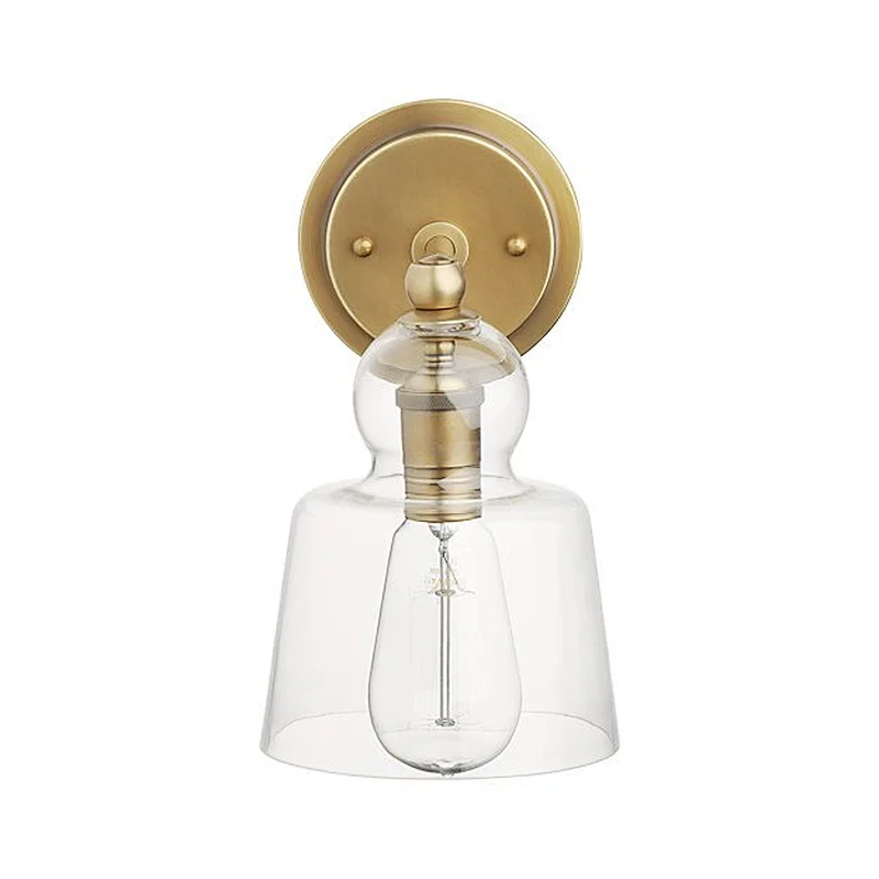 Modern vintage industrial bed side led brass wall lamp