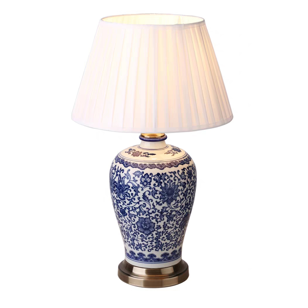 ceramics desk lights  fabric shade table lamp sftand lamp with swithc on and of
