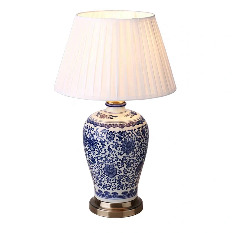ceramics desk lights  fabric shade table lamp sftand lamp with swithc on and of