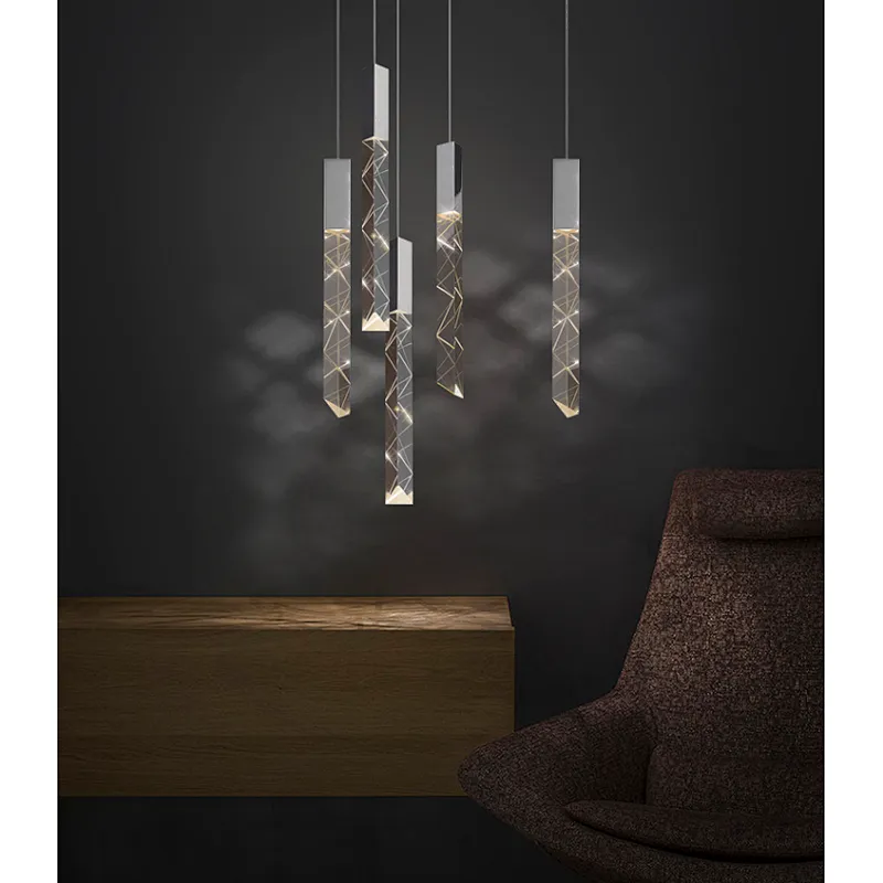 Modern  villa living room atmosphere crystal chandelier Nordic led drop light crystal pendant chandelier lights