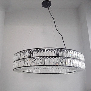 Big Circle Crystal Strip Project Pendant Lamp With 2 Color Light Chandeliers Pendant Lights