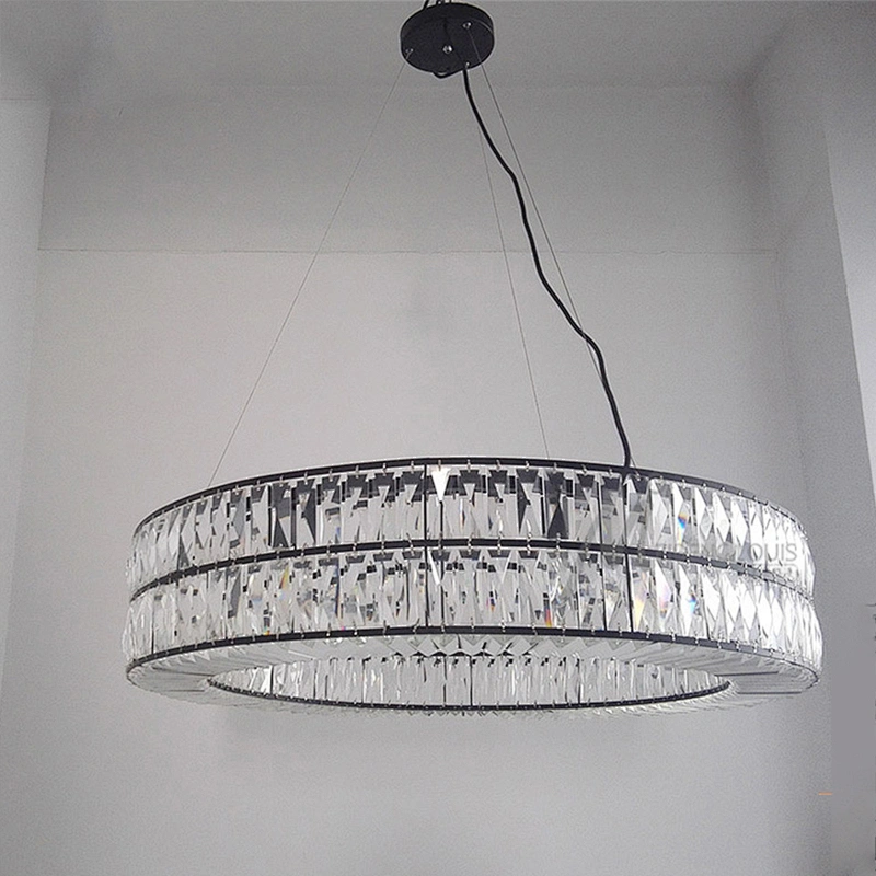 Big Circle Crystal Strip Project Pendant Lamp With 2 Color Light Chandeliers Pendant Lights