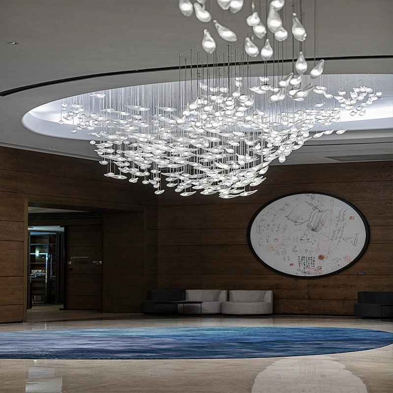 Custom made hotel large lobby modern ceiling pendants crystal lighting chandelier