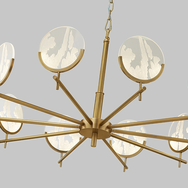 Postmodern New Chinese Style Design Light Luxury Led Iron Acrylic Pendant Lamp