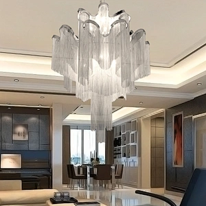 Modern Luxury Chandeliers Chain Led Ceiling Pendant Lights Creative Tassel Iron Contemporary Hotel,living Room 80 85-265V 2-year