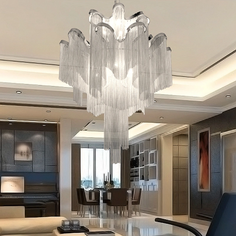Modern Luxury Chandeliers Chain Led Ceiling Pendant Lights Creative Tassel Iron Contemporary Hotel,living Room 80 85-265V 2-year