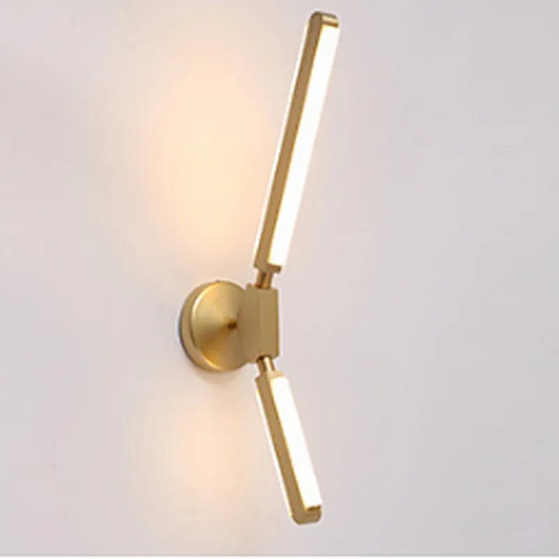 Nordic modern stylish bedroom headrest dining hall wall lamp of Golden fluctuation baton aluminum