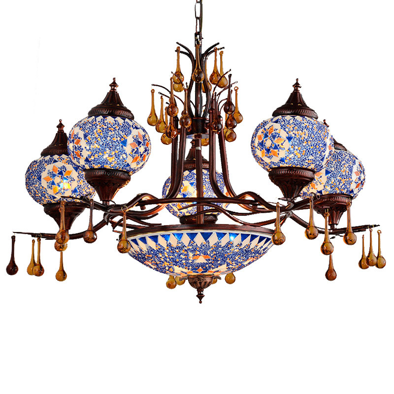Custom Hotel Lighting Hotel Villas are decorated with Moroccan style glass chandeliers and chandeliers
