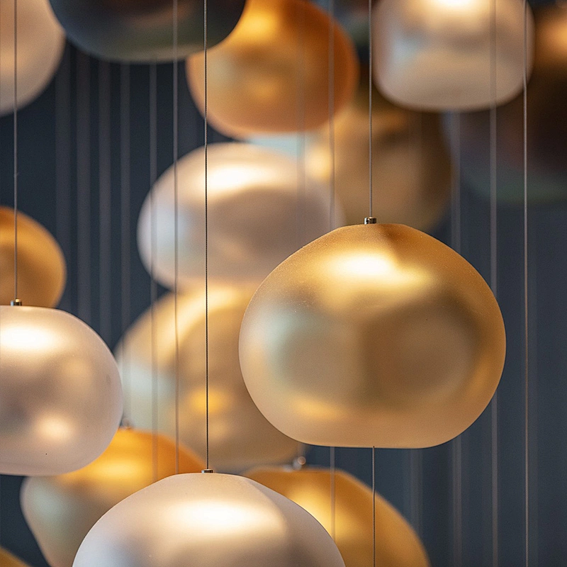Modern hotel living room silver gold luxury glass ball chandelier
