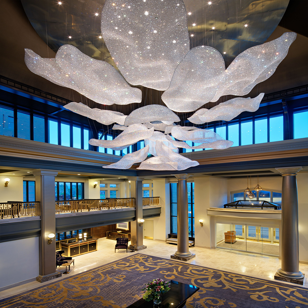 Modern Hotellobby Decorative Lighting Luxury Big Crystal Chandelier Hotel 3 Years White 80 Pineapple Bead Clear 30*LED 7w 2-year