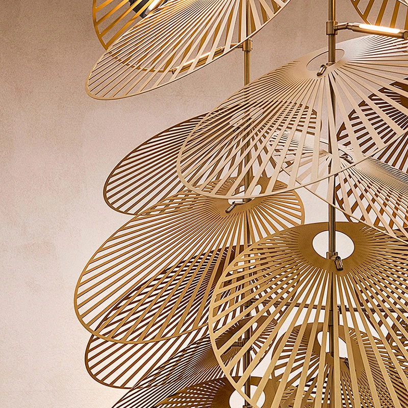 European-Style Creative Hotel Clubhouse Hollow-Leaf Chandelier Villa Revolving Staircase Lamp Chandelier