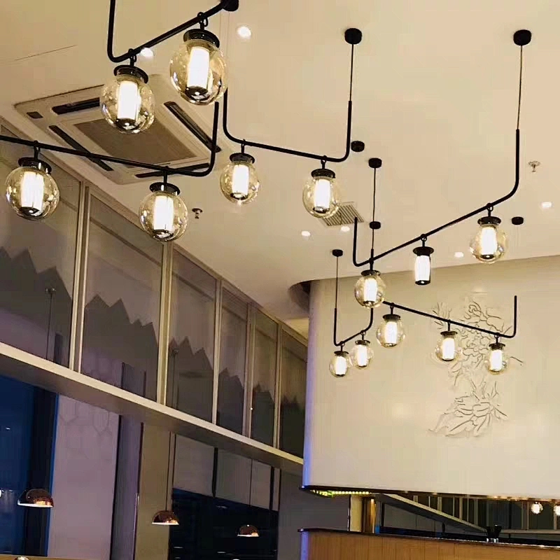 Modern Hotel Cafe Billiard Room Decorated  Led Lamp Round Glass Pendant Light Chandelier Lighting