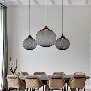 Modern nordic designer kitchen and dining black rattan hanging pendant light
