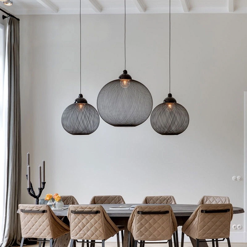 Modern nordic designer kitchen and dining black rattan hanging pendant light