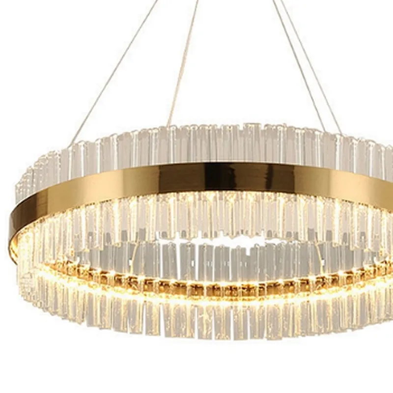 Modern simple and fashionable living room dining room bedroom ring crystal Fish line pendant lamp