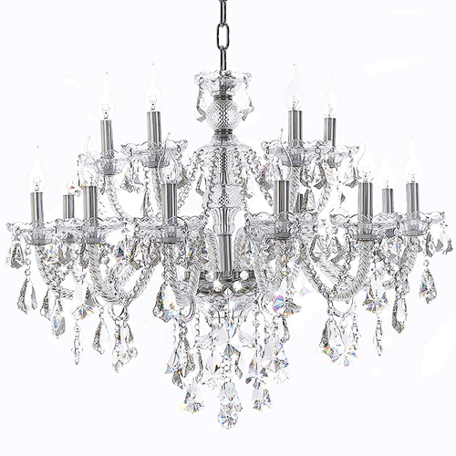 Modern glass crystal  luxury clear  chandelier pendant lights with candle bulb chrome and golden finish