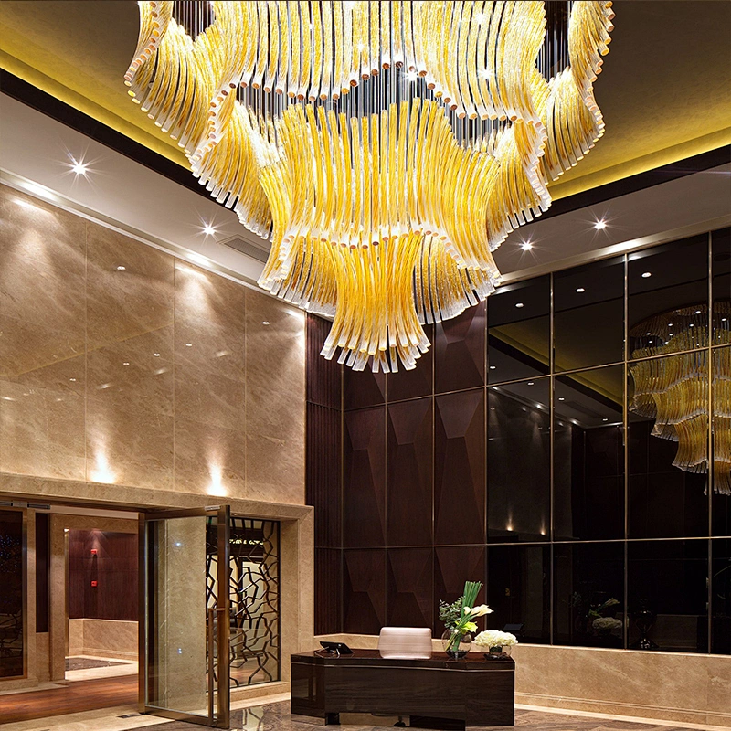 Modern Hotel Lobby Project Custom Luxury Crystal Glass Chandelier Pendant Lights